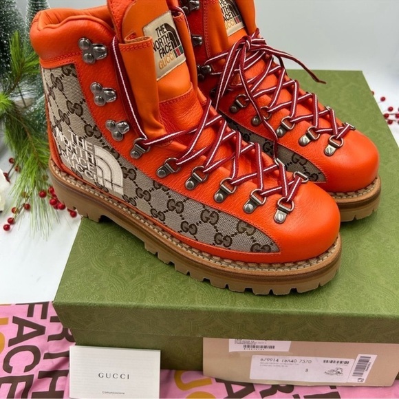 Men’s Gucci, X Northface, leather/canvas boots. Size 8, made in Italy. - Picture 6 of 9